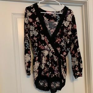 Floral long sleeve romper